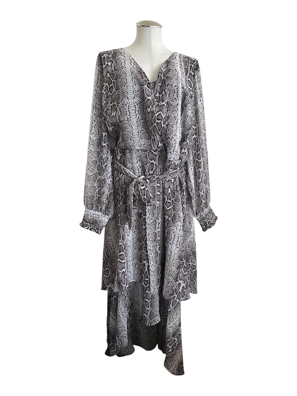 Sam Edelman Long sleeve Snake Print Maxi Dress Sash Belt NWT 3X plus